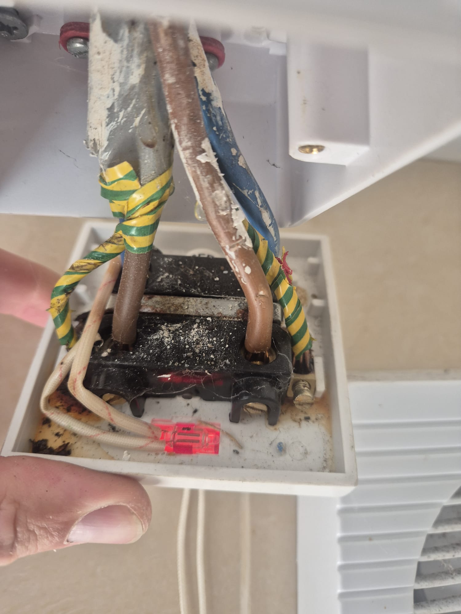 Scorched shower switch found on a fault-finding call-out.